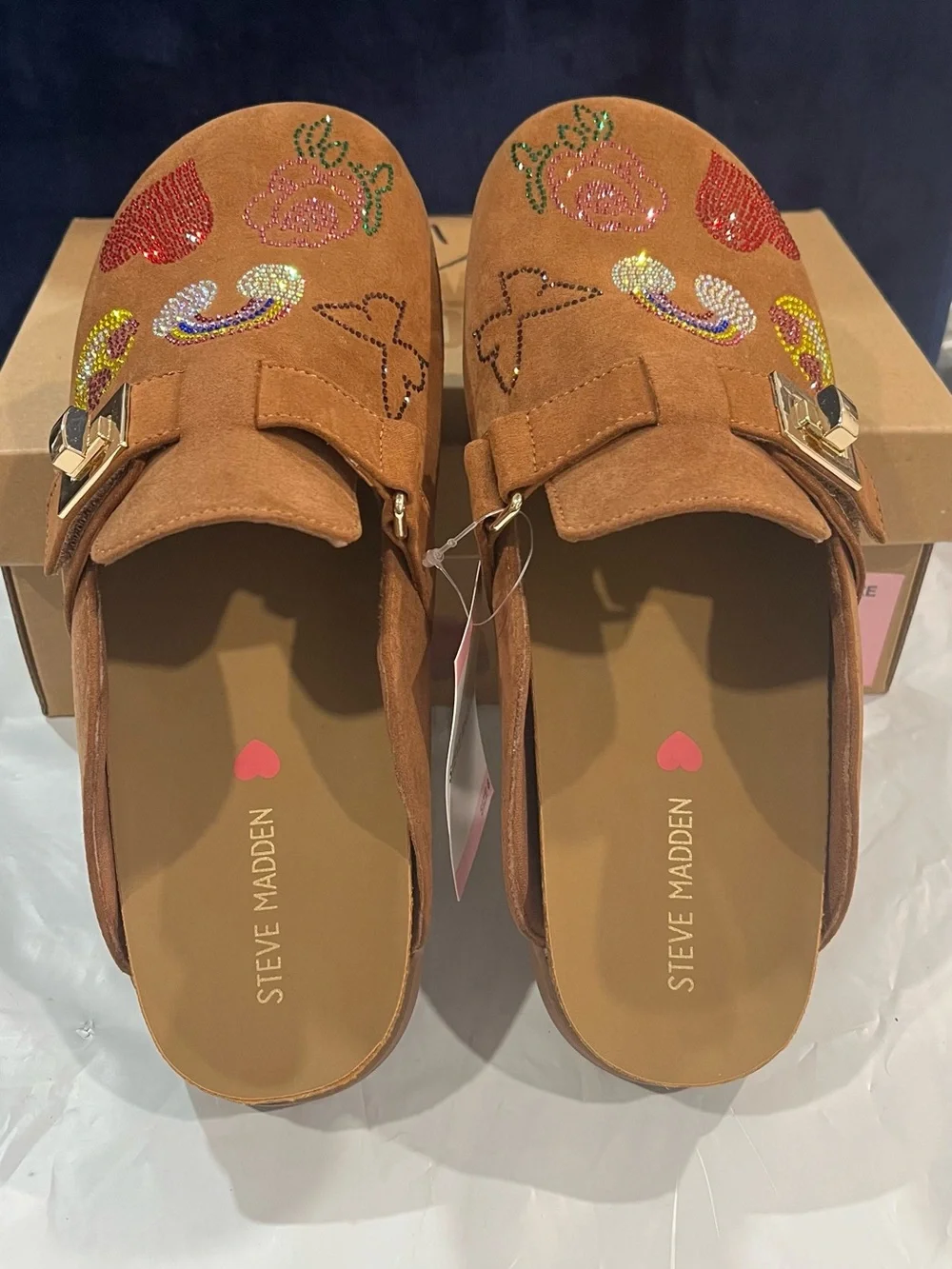 Steve Madden Girls Kaylyn Rhinestone Clogs Tan Size 6 New in Box